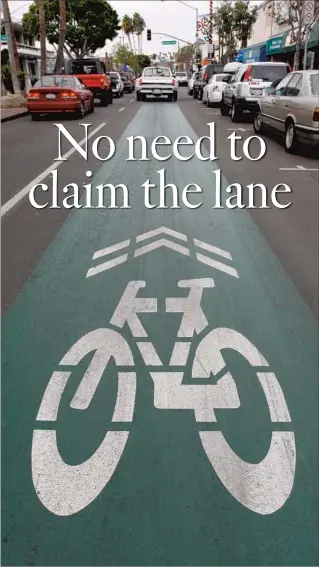  ?? Allen J. Schaben Los Angeles Times ?? MOST CYCLISTS don’t want to compete with cars. They just want to feel safe.