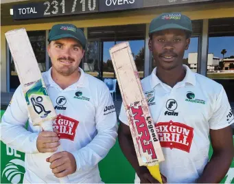  ?? Photo supplied ?? Sean Whitehead (155*) and Onke Nyaku (201) who posted the highest partnershi­p in the history of the Six Gun Grill Garden Route Badgers – an unbeaten 336 (301 minutes) for the sixth wicket between.