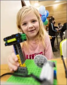  ??  ?? Sarah Quinn(7) from Blackrock, Dundalk enjoying January’s Little Monsters kids club at Marshes Shopping Centre, Dundalk where Lego was the theme.