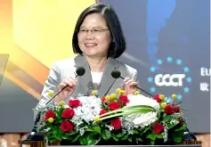  ??  ?? File photo shows Tsai speaking during a banquet for the annual European Chamber Of Commerce (ECCT) in Taipei. — AFP photo