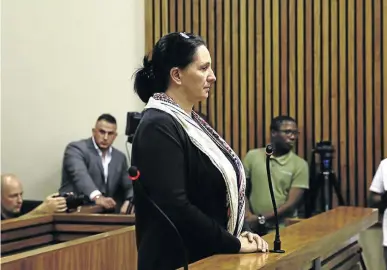  ?? /SIMPHIWE NKWALI ?? Convicted racist Vicki Momberg just after she was sentenced to three years in prison in the Randburg Magistrate’s Court yesterday.