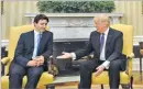  ??  ?? THE CANADIAN PRESS Canadian Prime Minister Justin Trudeau visits US President Donald Trump in the White House on Feb. 13, 2017.