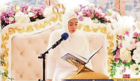  ?? FOTO: IHSAN ROYAL PRESS OFFICE ?? TUNKU Tun Aminah ketika Majlis Khatam al-Quran di Istana Bukit Serene, Johor Bahru.