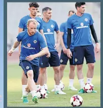  ??  ?? STRIKE IT LUCKY Liam Boyce trains in Baku yesterday