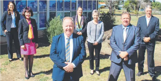  ??  ?? The newly elected South Burnett Regional Council, Kirstie Schumacher, Kathy Duff, Danita Potter, Roz Frohloff, Mayor Brett Otto, Scott Henschen and Deputy Mayor Gavin Jones. Picture: Laura Blackmore