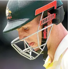  ?? GETTY IMAGES ?? Mitch Marsh is dejected after scoring just nine in Australia’s first innings.