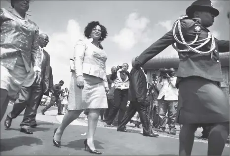  ?? PICTURE: PHILL ?? GAUTENG MOVING FORWARD, SAYS PREMIER Gauteng Premier Nomvula Mokonyane arrives at the opening of the Gauteng Legislatur­e held at the University of Pretoria’s Mamelodi Campus yesterday, where she delivered her State of the Province address. MAGAKOE