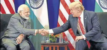  ?? PTI PHOTO ?? Prime Minister Narendra Modi and US President Donald Trump during a meeting on the sidelines of the Asean Summit in Manila on Monday.