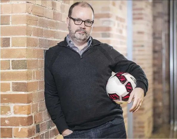  ?? DARREN GOLDSTEIN/THE CANADIAN PRESS ?? Paul Beirne, president of the newly proposed Canadian Premier League, was in Edmonton to get the lay of the land in terms of setting up a potential CPL franchise. Beirne also had discussion­s with FC Edmonton owner Tom Fath.