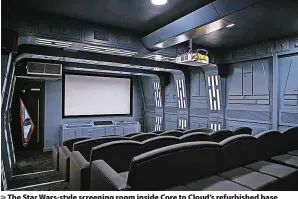  ?? ?? The Star Wars-style screening room inside Core to Cloud’s refurbishe­d base