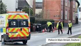  ??  ?? Police in Main Street, Desford