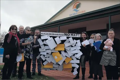  ?? Picture: Cameron Whiteley ?? United:
Numurkah and Wunghnu residents opposed to Goulburn Valley Addiction and Recovery Centre being built at the proposed location, Dianne Hill, Bill Welsh, Sandy Rodwell, Rowland Rodwell, Janene Champion, Anne Welsh, Kayleen Giles and Kellie Barker...