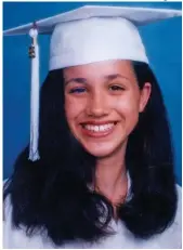  ??  ?? Hollywood smile: Meghan aged 18 in her high-school graduation photo