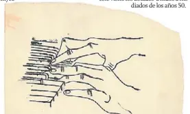  ??  ?? Música. “Dos manos tocando piano”, que Warhol habría dibujado en 1954.