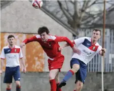  ??  ?? Ryan Gethins of Cartron in action against Cliffoney’s Gary O’Connor. Inset: Donal Gallagher battles with Jason Brennan.