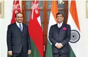  ?? (Supplied photo) ?? Sheikh Khalifa bin Ali al Harthy with Sanjay Bhattachar­ya in New Delhi