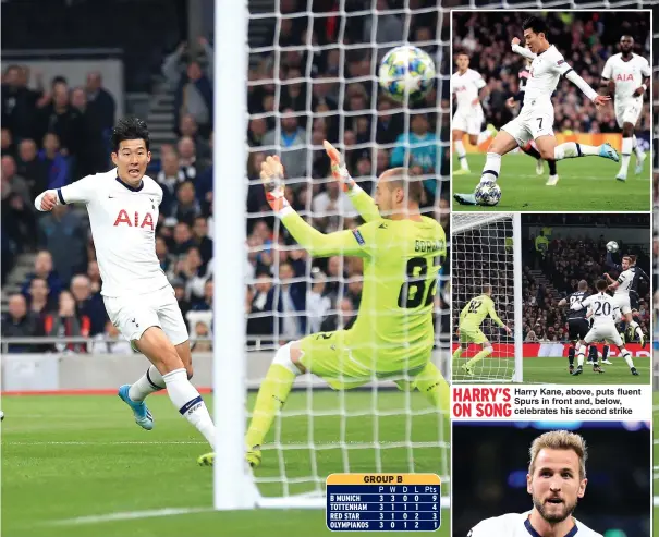  ??  ?? HARRY’S
Harry Kane, above, puts fluent Spurs in front and, below, ON SONG
celebrates his second strike