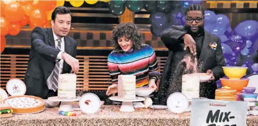  ?? NBC ?? Questlove (right) cooks with host Jimmy Fallon and baker Amirah Kassem on “The Tonight Show.”