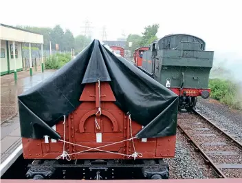  ?? GARETH EVANS ?? Shunting at Peterborou­gh Nene Valley: No. 4144 moves the SR brake van No. S55550.