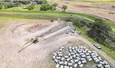  ?? City of Manvel ?? Work is underway on the first phase of Manvel’s drainage pond project, an effort officials hope will help prevent flooding.