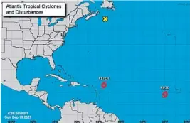  ?? NATIONAL HURRICANE CENTER ?? Tropical Storms Peter and Rose on Sunday at 5 p.m.