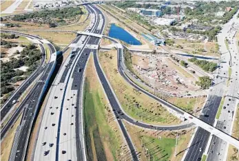  ?? SMITH AERIAL PHOTO/COURTESY ?? The four-year, $69 million, 2.5-mile Spanish River Boulevard Interchang­e project on Interstate 95 in Boca Raton is scheduled to be complete April 30.