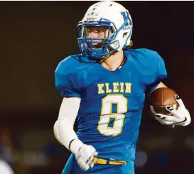  ?? Jerry Baker / For the Chronicle ?? Klein wide receiver Austin Trammell looks to be one of the key returnees for a Bearkat squad looking to return to the playoffs this fall.