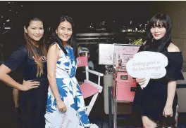  ??  ?? Benefit Cosmetics Philippine­s brow expert Joanna Tupaz, brow artist Celina Fernandez and Tasha Santos.