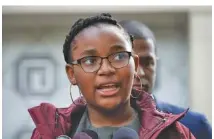  ?? AP PHOTO/CLIFF OWEN ?? Malana Pinckney, 12, a daughter of the Rev. Clementa Pinckney who was killed in the 2015 Mother Emanuel AME Church shooting, speaks with reporters outside the Justice Department in Washington on Thursday.