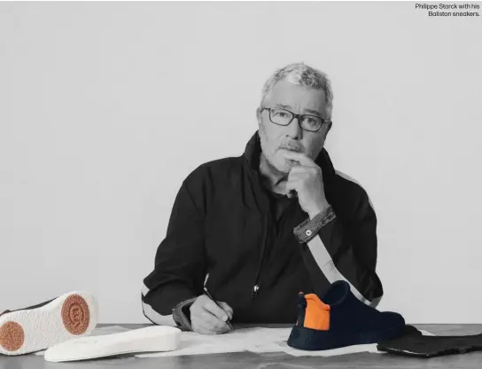  ?? ?? Philippe Starck with his Baliston sneakers.