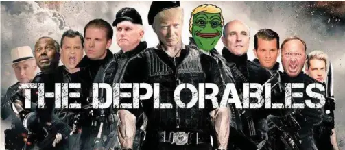  ?? FRA INSTAGRAM ?? Frosken Pepe ble hvite nasjonalis­ters maskot, men Donald Trumps sønn hadde ingenting i mot å publisere bilde av frosken med blond Trump-parykk.