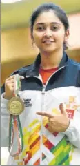  ?? PRATHAM GOKHALE/HT PHOTO ?? Manavadity­a Rathore (left) won the trap final with a score of 38. Mehuli Ghosh won gold in 10m air rifle.