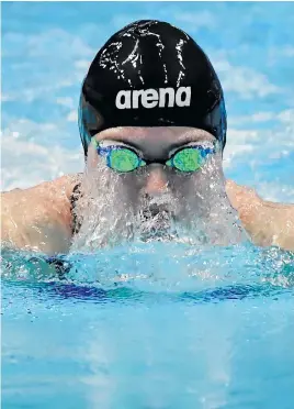  ??  ?? IN THE WATER: Grange’s Mona McSharry in action at last week’s LEN European Aquatics Championsh­ips in Budapest.