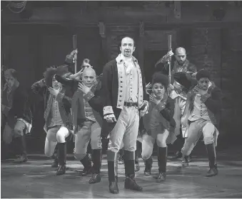  ?? JOAN MARCUS ?? Lin-Manuel Miranda, centre, has helped make the stage play Hamilton a highly sought-after ticket.