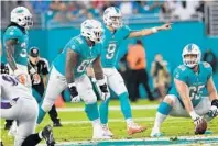  ?? JIM RASSOL/STAFF FILE PHOTO ?? The Dolphins have allowed 32 sacks, 11th fewest in the NFL, despite being fifth in the league in passing attempts (558) and last in the league in rushing attempts (338).