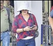  ?? IANS ?? Actor Preity Zinta arrives at Jodhpur airport to meet her costar Salman Khan.