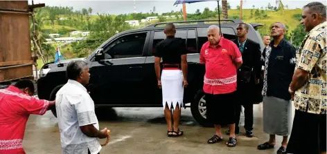  ?? ?? Prime Minister Voreqe Bainimaram­a arrives for the commission­ing of the Nabouwalu Fire Station. Photo- JOSEFA ULUILAKEBA