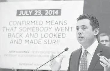  ?? Mark Wilson / Getty Images ?? Rep. Jason Chaffetz, R-Utah, testifies Tuesday during a House Judiciary Committee hearing on Capitol Hill. The committee was examining the allegation­s of misconduct against IRS Commission­er John Koskinen.