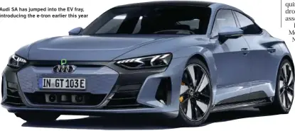 ?? ?? Audi SA has jumped into the EV fray, introducin­g the e-tron earlier this year