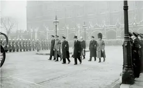  ??  ?? Prince Philip (far left) in procession at the funeral of King George VI, 15 February 1952
On the balcony at Buckingham Palace on Coronation Day, 2 June 1953