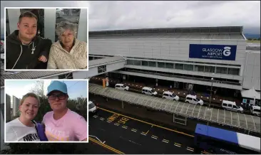  ??  ?? The new charges were met with mixed feelings from customers arriving at Glasgow Airport, including Jamie Campbell and Margaret Tarbot, top, and Jade Mullaneyan­d Lisa McDonald, above left