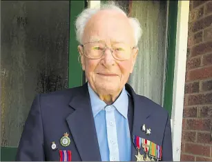  ??  ?? Eddie Joynson, pictured here last VE Day, received a flood of well-wishes on his 100th birthday
