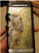 ??  ?? RISK One of damaged Galaxy Note 7 phones