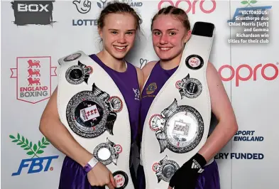  ??  ?? VICTORIOUS: Scunthorpe duo Chloe Morris [left] and Gemma Richardson win titles for their club