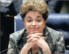  ??  ?? Dilma Rousseff, the former president of Brazil who was impeached. Standard & Poor’s and Moody’s downgraded Brazil to sub-investment grade in 2015.