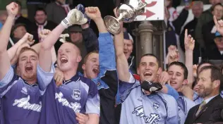  ??  ?? Alan Brogan celebrates winning the All-Ireland under 21 title in 2003. Photo: Matt Browne