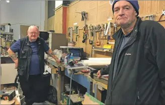  ?? ?? John McAllister and Colin Turtle in the workshop at Oban’s Men’s Shed.