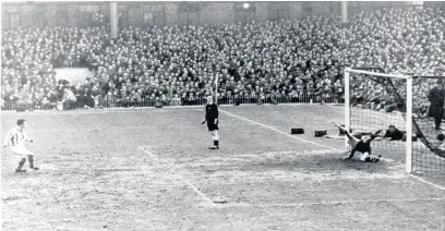  ??  ?? Ronnie Allen beats Ray King from the penalty spot for the winning goal