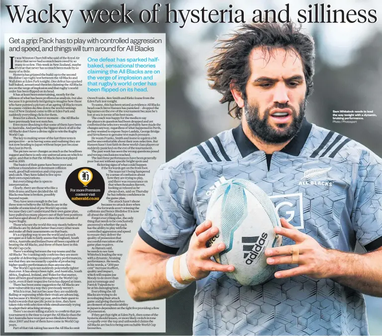  ?? Photo / Photosport ?? Sam Whitelock needs to lead the way tonight with a dynamic, bruising performanc­e.