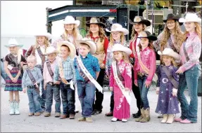  ?? MARK HUMPHREY ENTERPRISE-LEADER ?? In this photo from last year, Lincoln Riding Club 2016 royalty pose with 2017 contestant­s. Front row (from left): Bailey Sizemore; Jackson Hutchison; Karson Sampley; Braxton Blankenshi­p, 2016 Lil’ Mister; Ethan Parker; Bella Cate Keenen; Lilian Huffaker, 2016 Lil’ Miss; and Emmalee Parker. Back row (from left): Olivia Moody; Shayla Fox; Sammie Jo Moore, 2016 Junior Queen; Mika Arnold, 2016 Princess; Loran Lopez, 2016 Queen; Hannah Taylor; and Alexis Arnold. Competitio­n goes throughout rodeo week.
